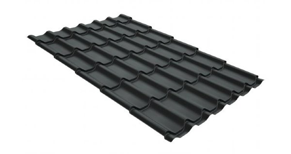 Металлочерепица классик GL 0,5 GreenCoat Pural RR 23 темно-серый (RAL 7024 мокрый асфальт) купить в Туле