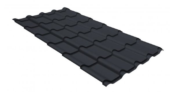 Металлочерепица камея GL 0,5 GreenCoat Pural RR 23 темно-серый (RAL 7024 мокрый асфальт) купить в Туле