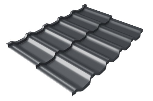 Металлочерепица модульная Квинта Uno Grand Line c 3D резом 0,5 Quarzit lite RAL 7024 мокрый асфальт купить в Туле