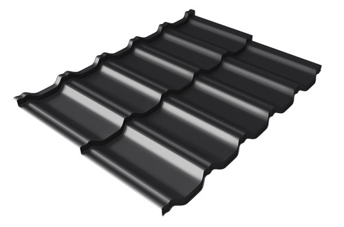 Металлочерепица модульная Квинта Uno Grand Line c 3D резом 0,5 GreenСoat Pural Matt RR 33 черный (RAL 9005 черный) купить в Туле