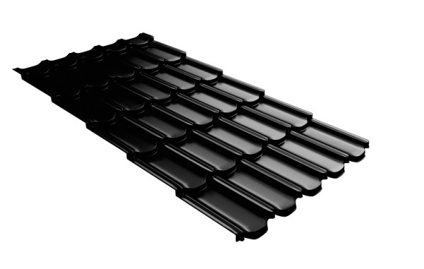 Металлочерепица квинта плюс с 3D резом 0,5 GreenСoat Pural Matt RR 33 черный (RAL 9005 черный) купить в Туле