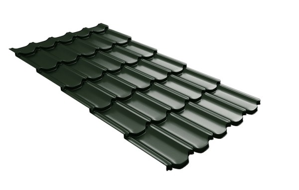 Металлочерепица квинта плюс с 3D резом 0,5 GreenСoat Pural RR 11 темно-зеленый (RAL 6020 хромовая зелень) купить в Туле