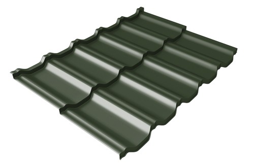 Металлочерепица модульная Квинта Uno Grand Line c 3D резом 0,5 GreenСoat Pural Matt RR 11 темно-зеленый (RAL 6020 хромовая зелень) купить в Туле
