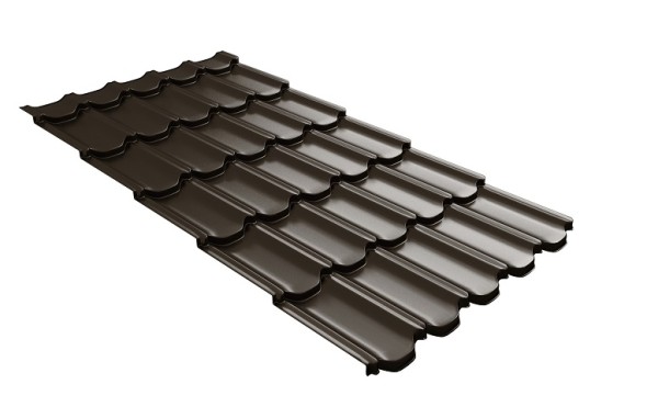 Металлочерепица квинта плюс с 3D резом 0,5 GreenСoat Pural RR 32 темно-коричневый (RAL 8019 серо-коричневый) купить в Туле