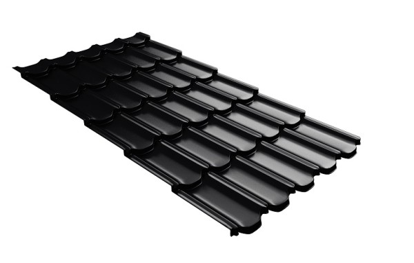 Металлочерепица квинта плюс с 3D резом 0,5 Quarzit lite RAL 9005 черный купить в Туле