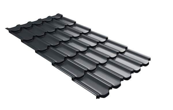 Металлочерепица квинта плюс с 3D резом 0,5 Satin RAL 7016 антрацитово-серый купить в Туле
